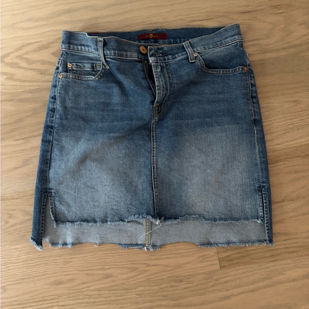 7 For All Mankind Blue Mini Pencil Skirt With Slit